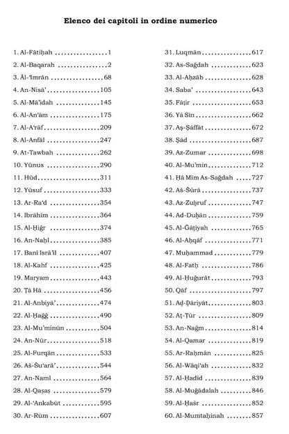 List of chapters or sections with Arabic text and page numbers