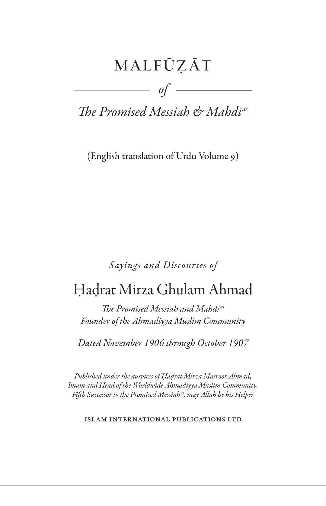 Malfuzat VOL 9