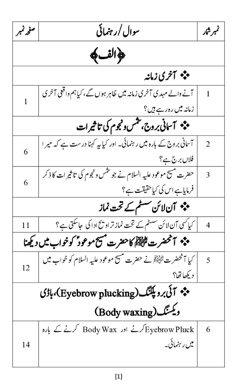 بنیادی مسائل کے جوابات