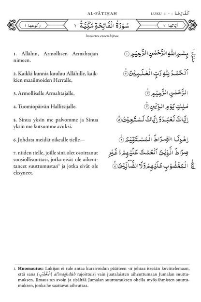 Holy Quran with Finnish Translation (Pyhän Koraanin suomenkielinen käännös)