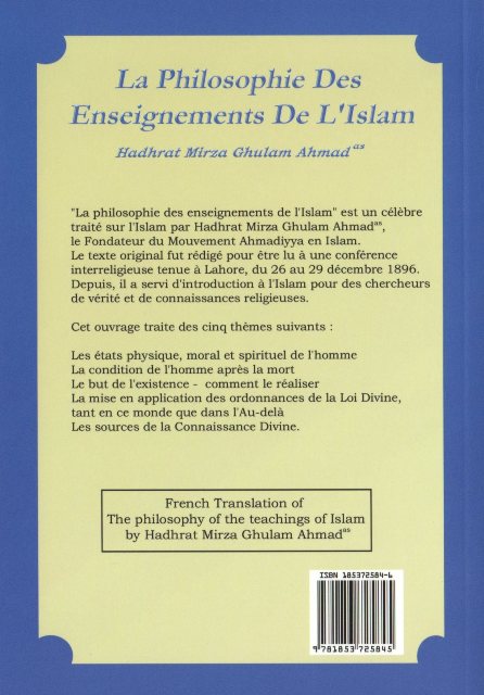 The Philosophy of The Teaching of Islam (French Language)