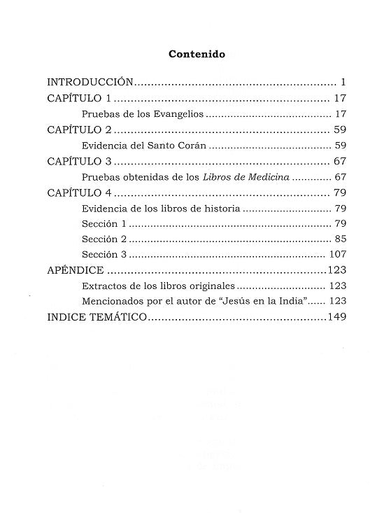 Table of contents in Spanish 