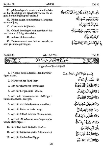 Holy Quran with Swedish translation (Holy Koran med svensk översättning)