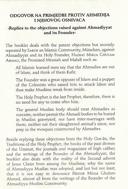 Replies to the objections against Ahmadiyyat