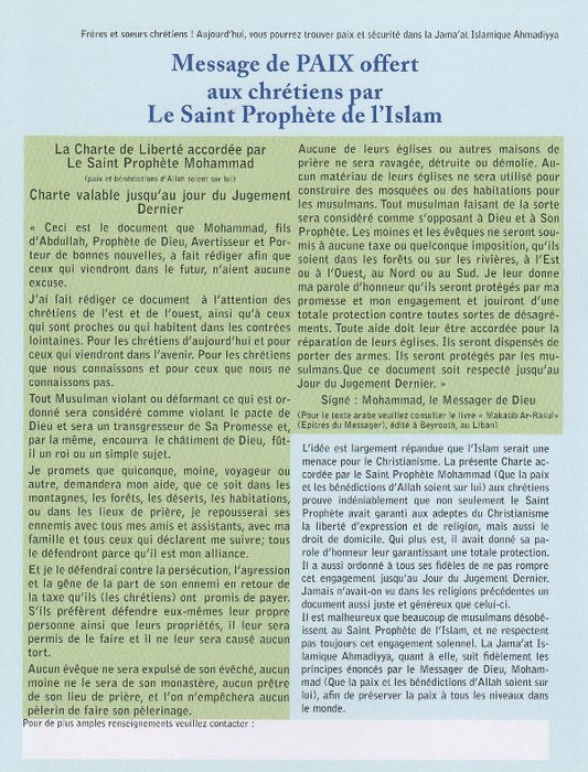 Message of Peace offered to Christians (100 pamphlets)