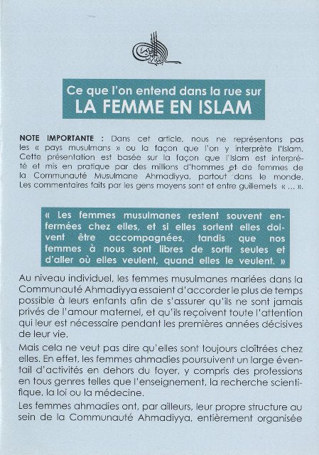 Women In Islam (French Language)