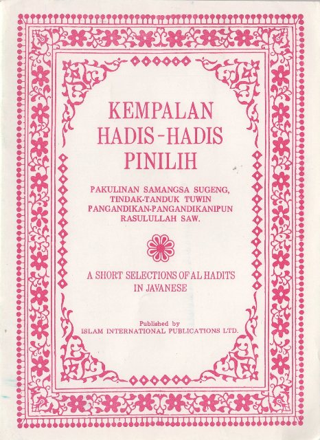 Selected Sayings of the Holy Prophet(pbuh) Javanese translation
