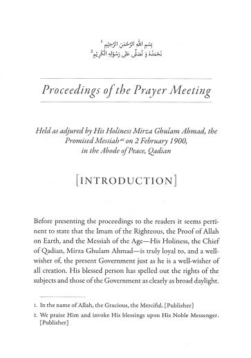 Proceedings of the Prayer Meeting