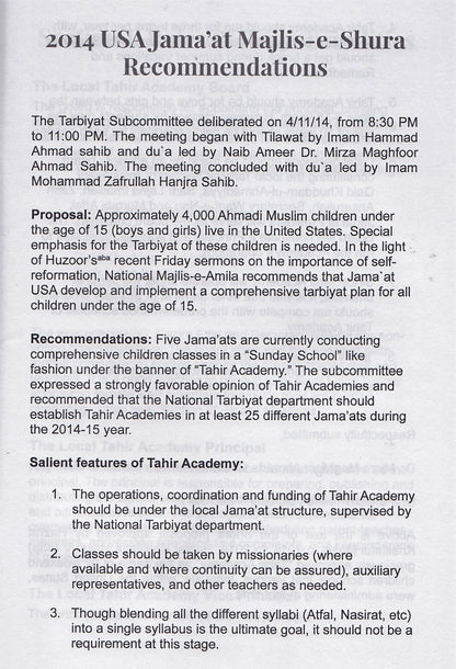 Tahir Academy Handbook